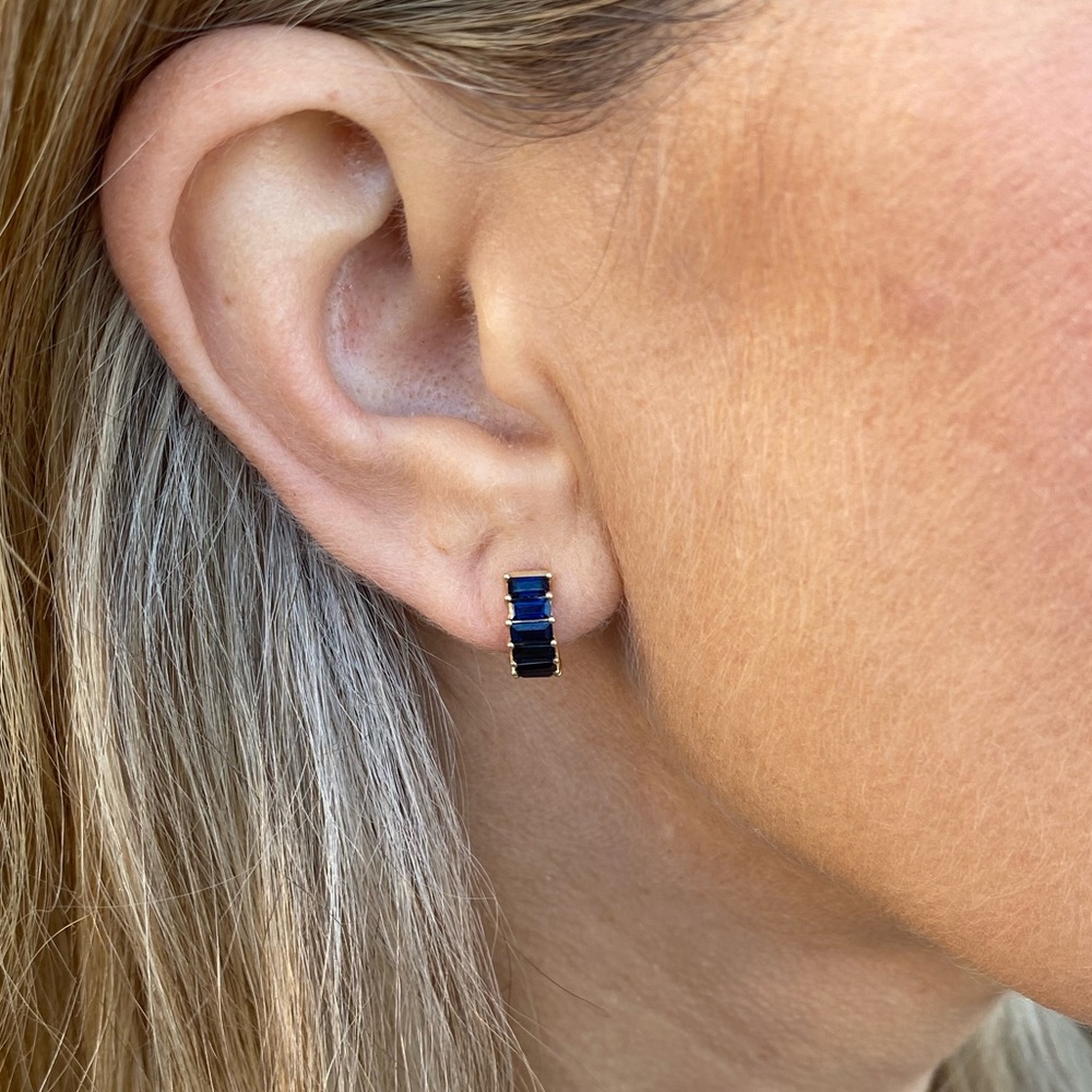 14k gold sapphire huggies